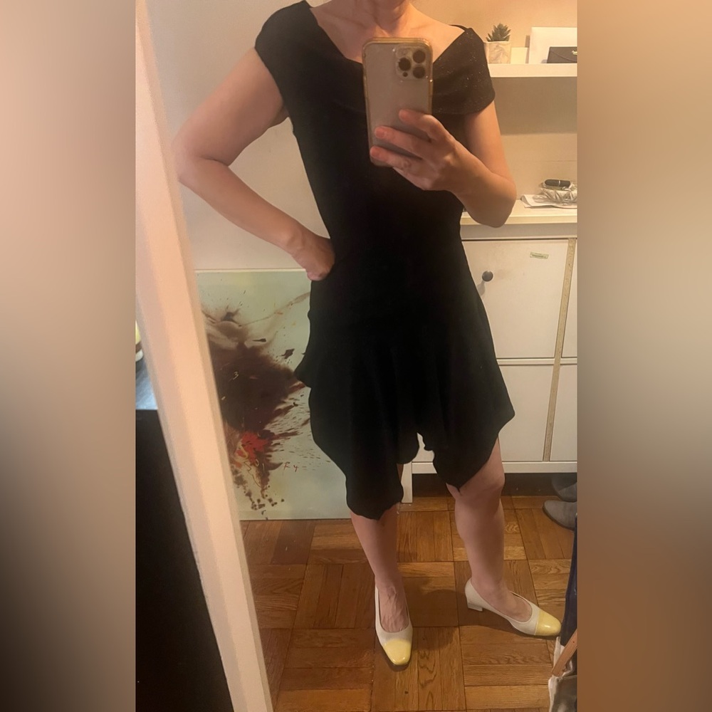 Soft black gold tone knitting dress for party